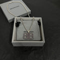 Rhinestone BB pendant necklace in gift box with chain and black bow accents
