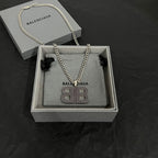 Rhinestone BB pendant necklace in gift box with chain and black bow accents