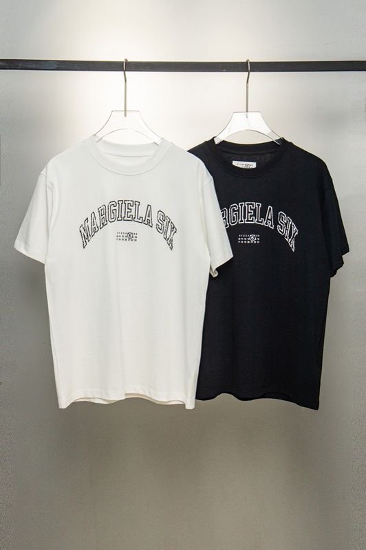 White crewneck T-shirt with Maison Margiela logo and graphic print