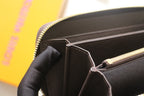 Louis Vuitton small bag interior view with zipper edge and slip pockets.