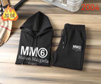 Black MM6 Maison Margiela pullover hoodie and jogger pants set