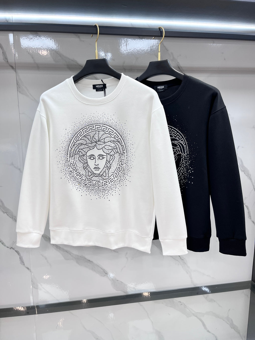 Versace sweatshirt set: white and black with rhinestone Medusa logos