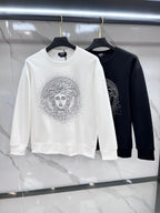 Versace sweatshirt set: white and black with rhinestone Medusa logos
