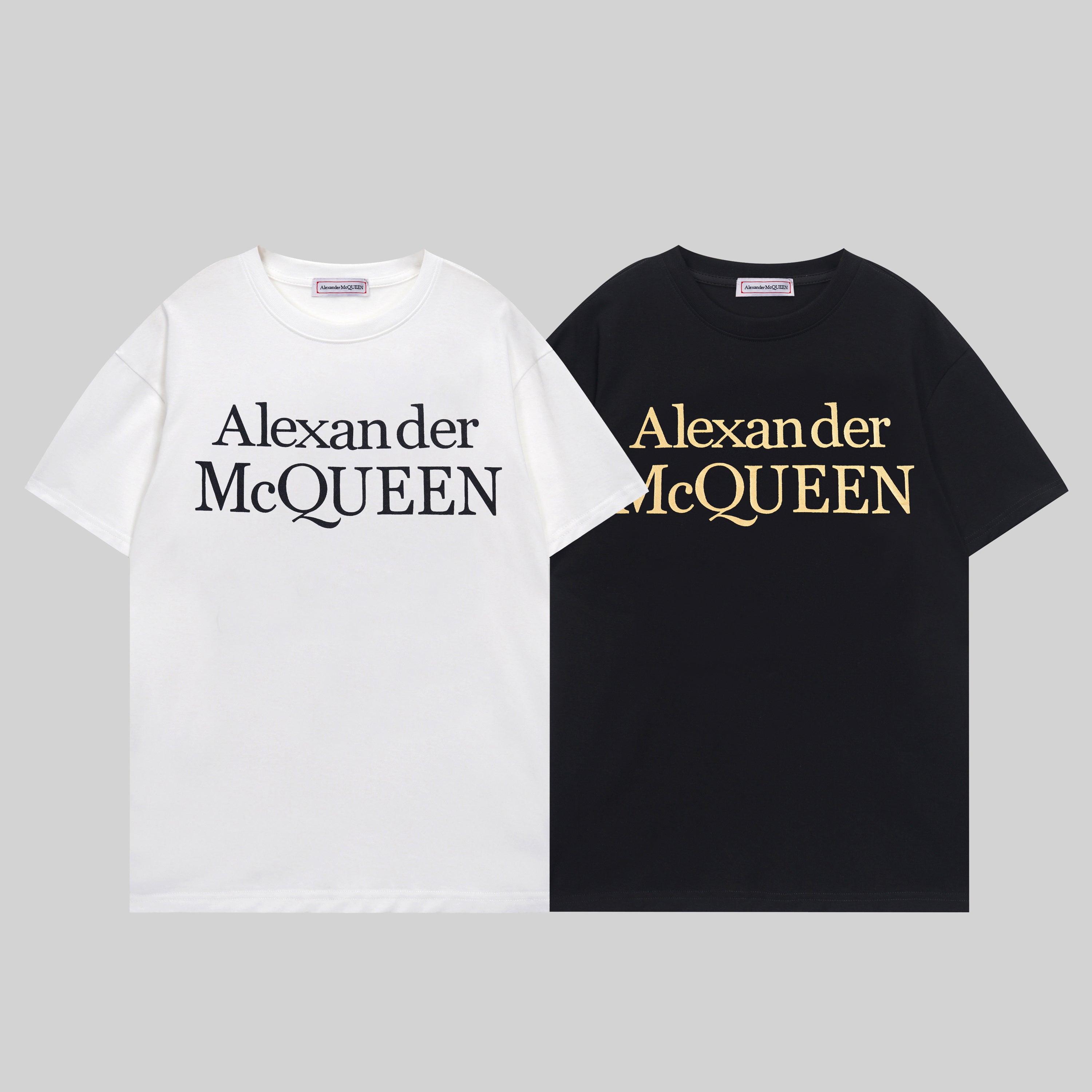 T-shirt set: black and white crew neck tees with Alexander McQueen logo print