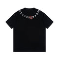 Black T-shirt with numbers graphic across chest