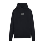 Black Maison Margiela logo hoodie with kangaroo pocket and drawstring hood