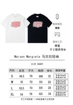 T-shirt size chart showing white and black styles with pink logo front print