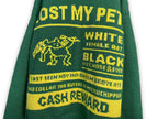 Green knit sweater with yellow logo bands and “CASH REWARD” text