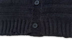 Maison Margiela dark knit cardigan close-up of buttons and ribbed lower hem