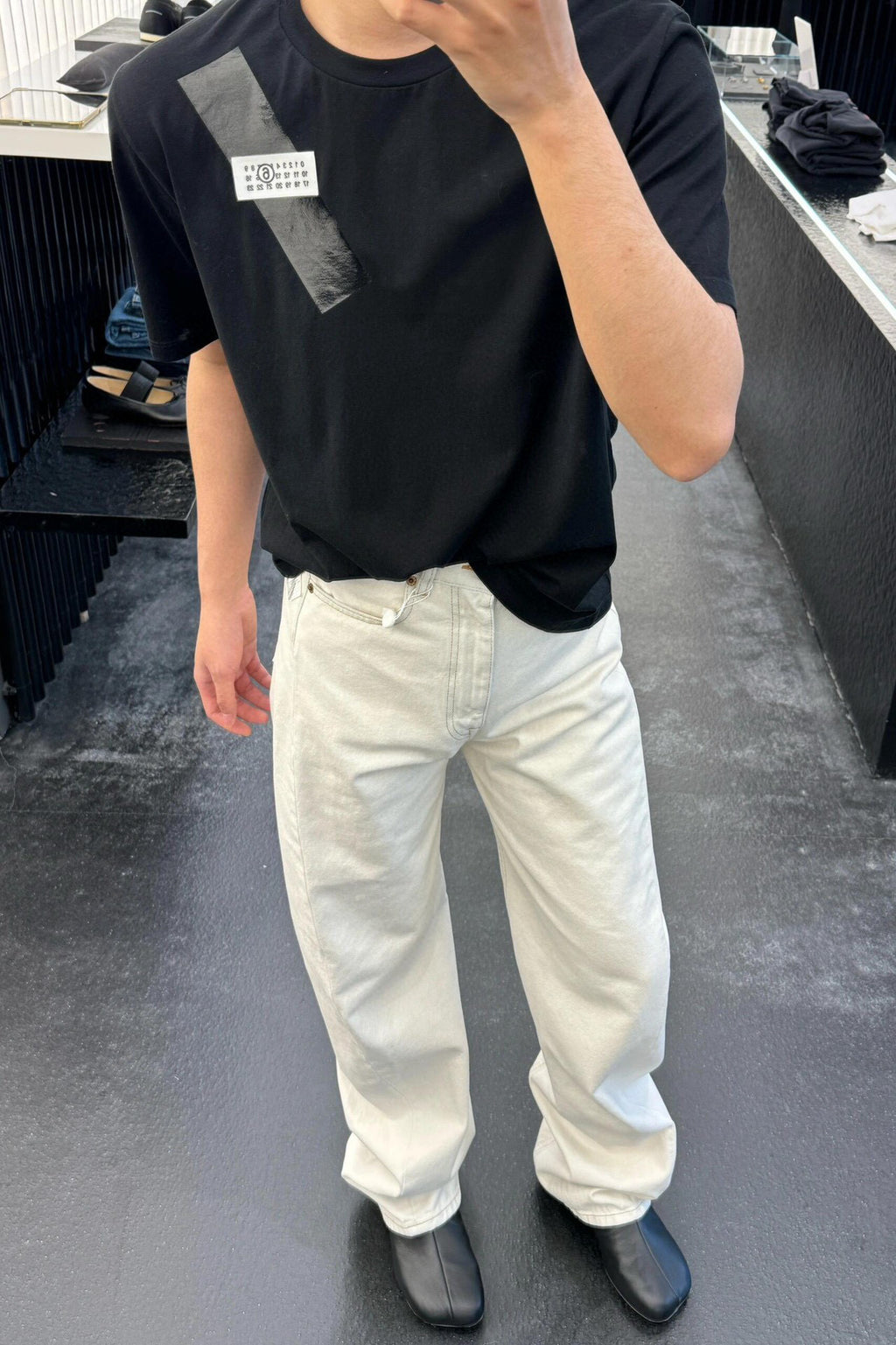 Maison Margiela crewneck T-shirt, black, short sleeves, chest logo patch