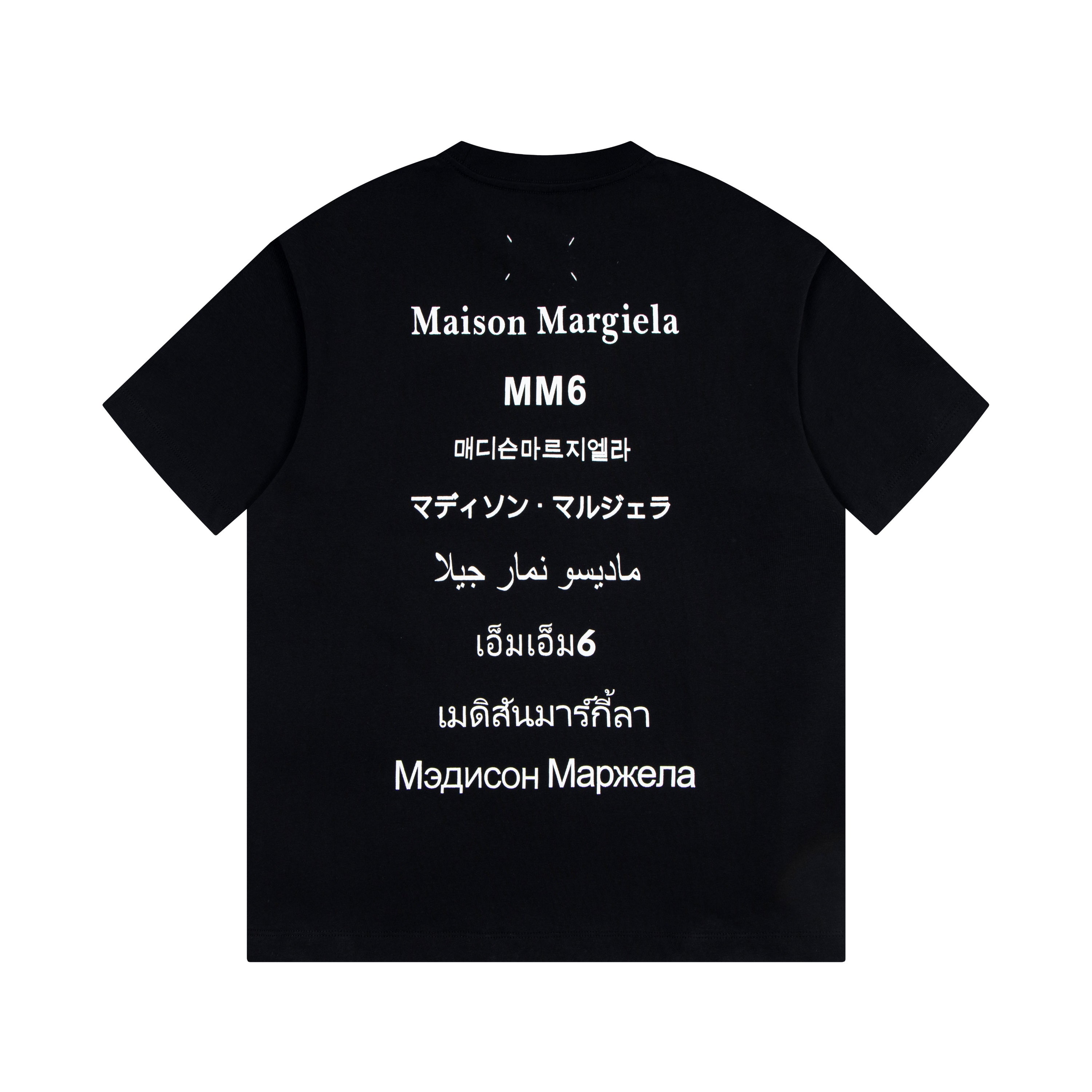 Black crewneck T-shirt with Maison Margiela MM6 front print