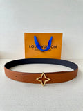 Louis Vuitton brown leather belt with star-shaped buckle detail