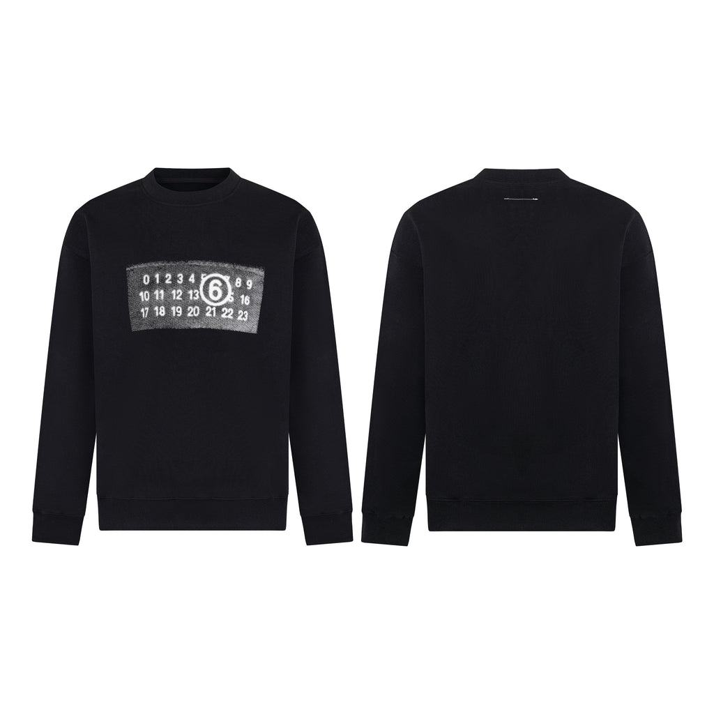 Black crewneck sweatshirt back with small center seam detail