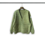 Maison Margiela green knit cardigan with V-neck and button placket