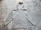Gray pullover hoodie back view with hood and kangaroo pocket