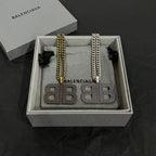 Rhinestone BB pendant necklace in gift box with two-tone chain