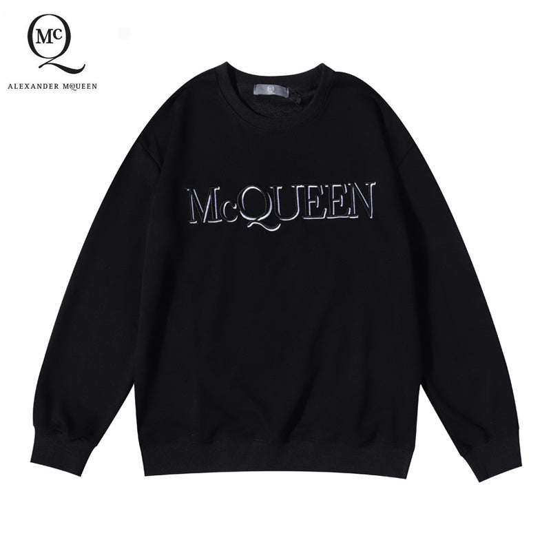 Black crewneck sweatshirt with McQUEEN logo