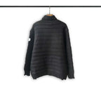 Turtleneck knit sweater in dark charcoal with ribbed hem and long sleeves