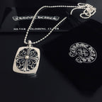 Silver pendant necklace with square filigree charm and matching round charm