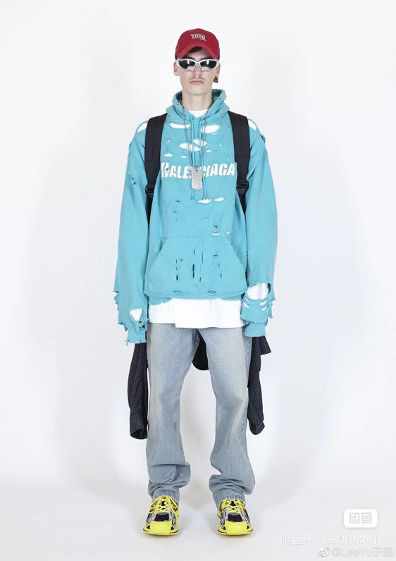Silver-tone bead dog tag necklace worn with streetwear outfit