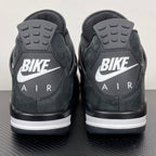 Air Jordan 4 sneakers, dark gray heel with "BIKE" logo and "AIR" lettering
