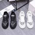 Versace luxury shoes, black and white logo lace-up sneakers with chunky sole