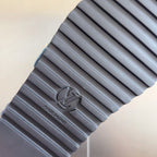 Louis Vuitton sandal outsole tread, textured rubber with embossed logo