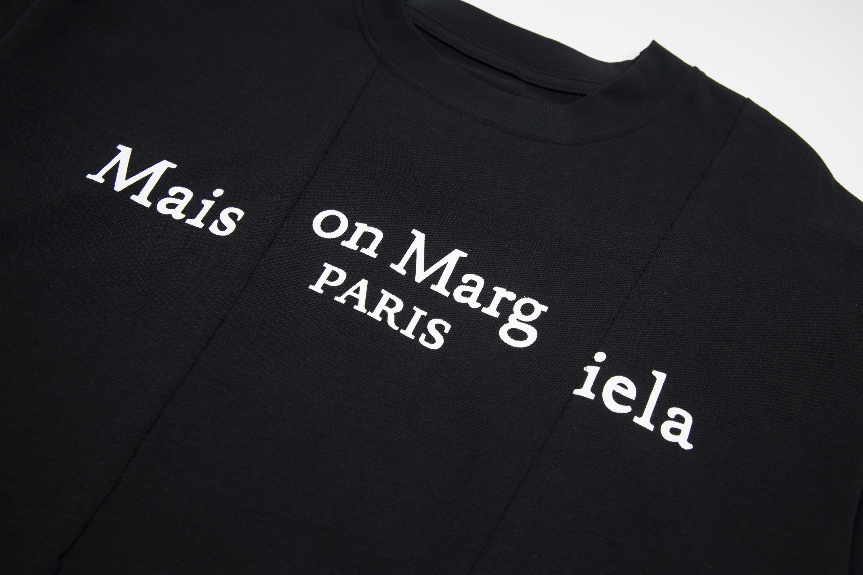 Black Maison Margiela T-shirt with Mais on Marg PARIS jela logo text detail