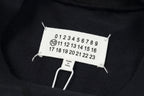 Navy crewneck sweatshirt neck tag with size numbers and Made in Italy