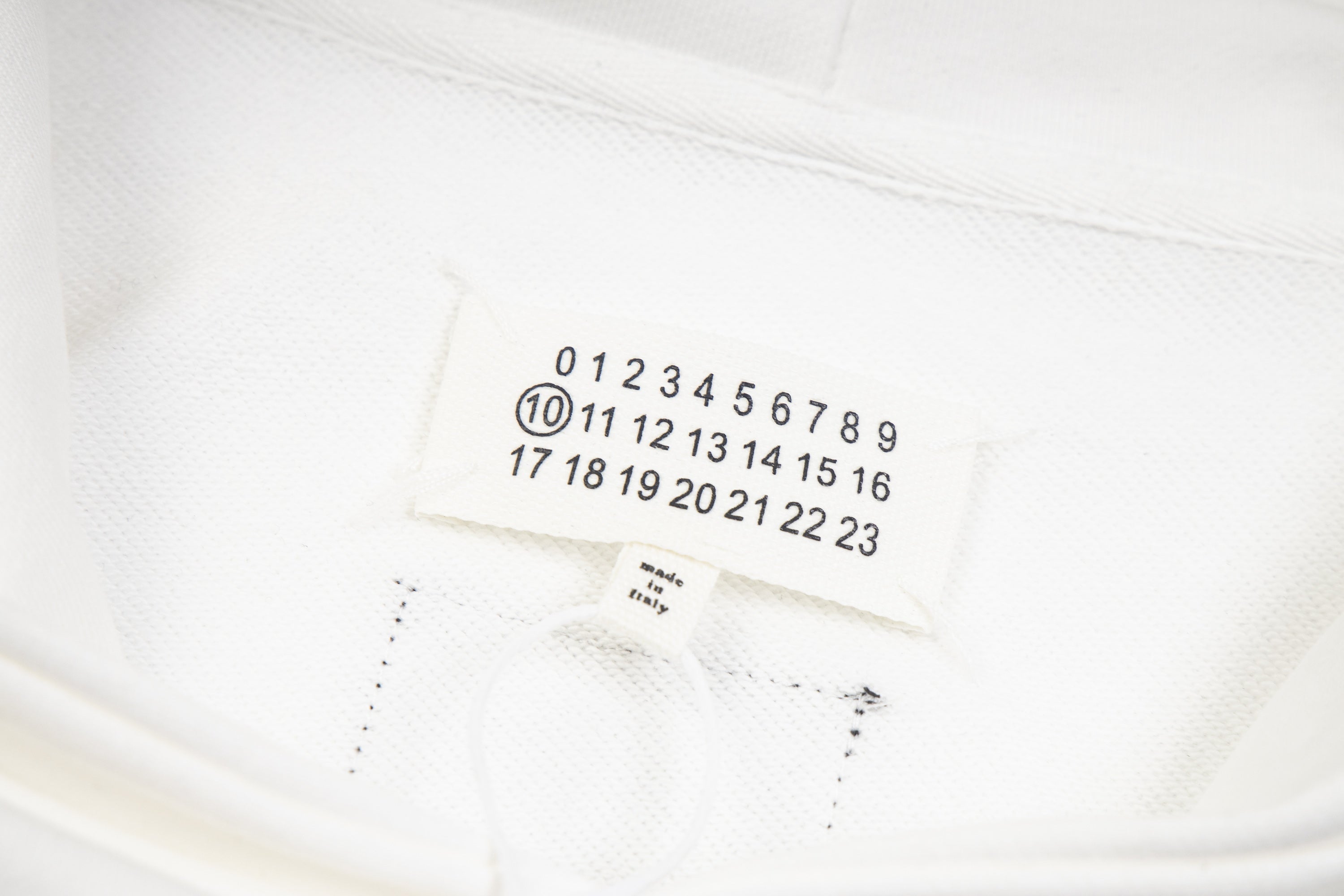 Maison Margiela white hoodie size label with numbered grid