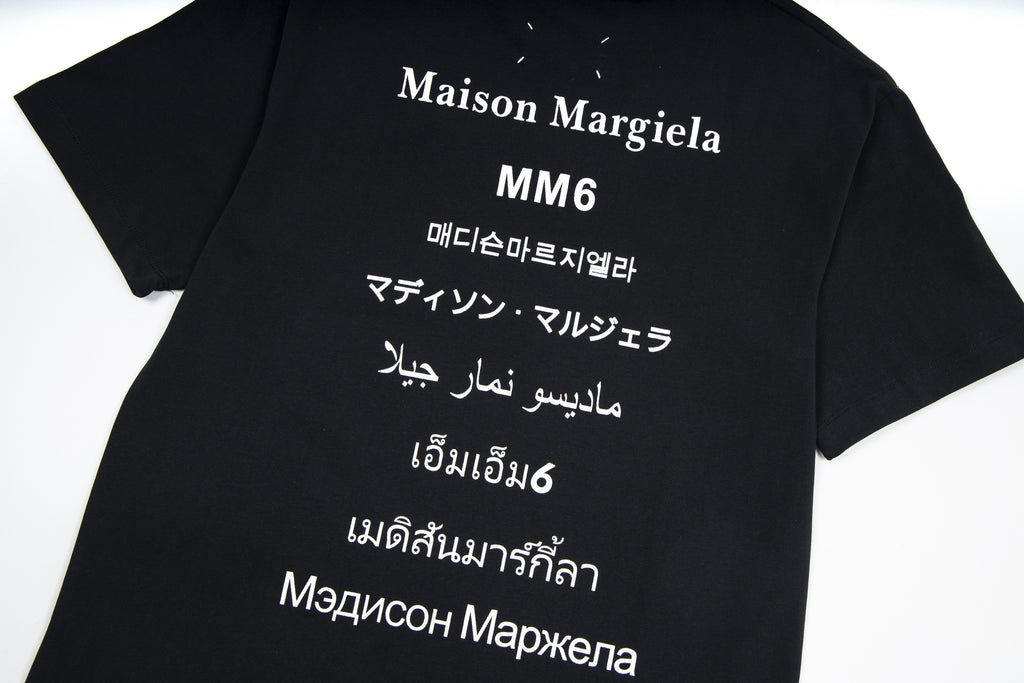 Black crewneck T-shirt with Maison Margiela MM6 back graphic