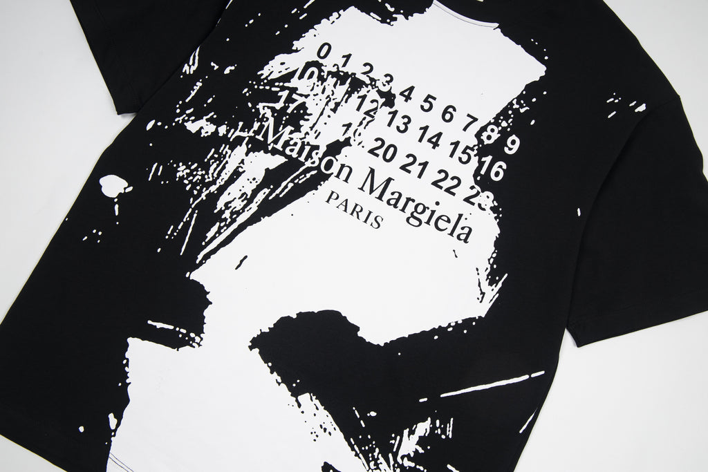 Maison Margiela black graphic T-shirt, close-up of front print