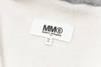MM6 Maison Margiela brand label on heather grey hooded sweatshirt