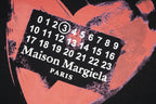 Maison Margiela T-shirt heart graphic close-up with numbers and PARIS text