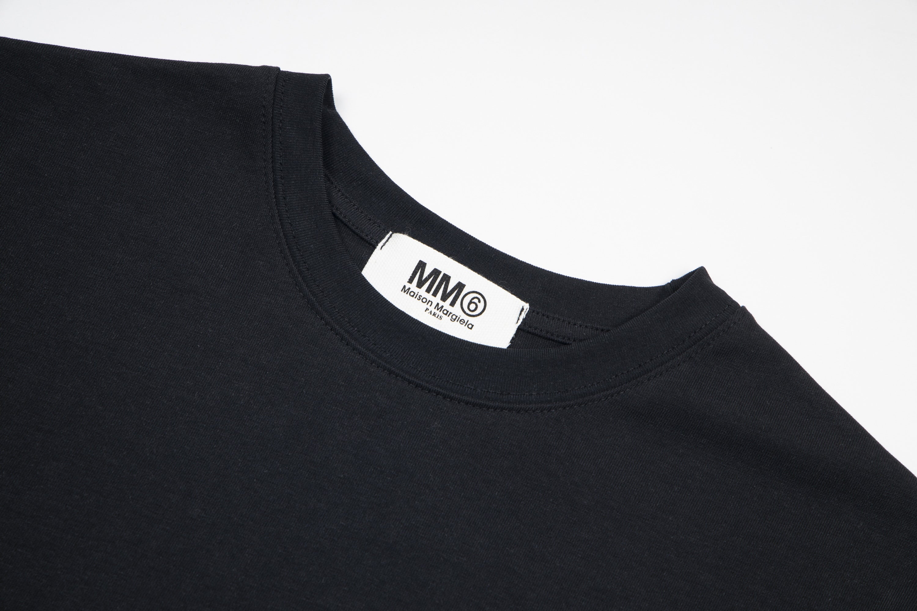 Black MM6 Maison Margiela T-shirt neckline with brand tag