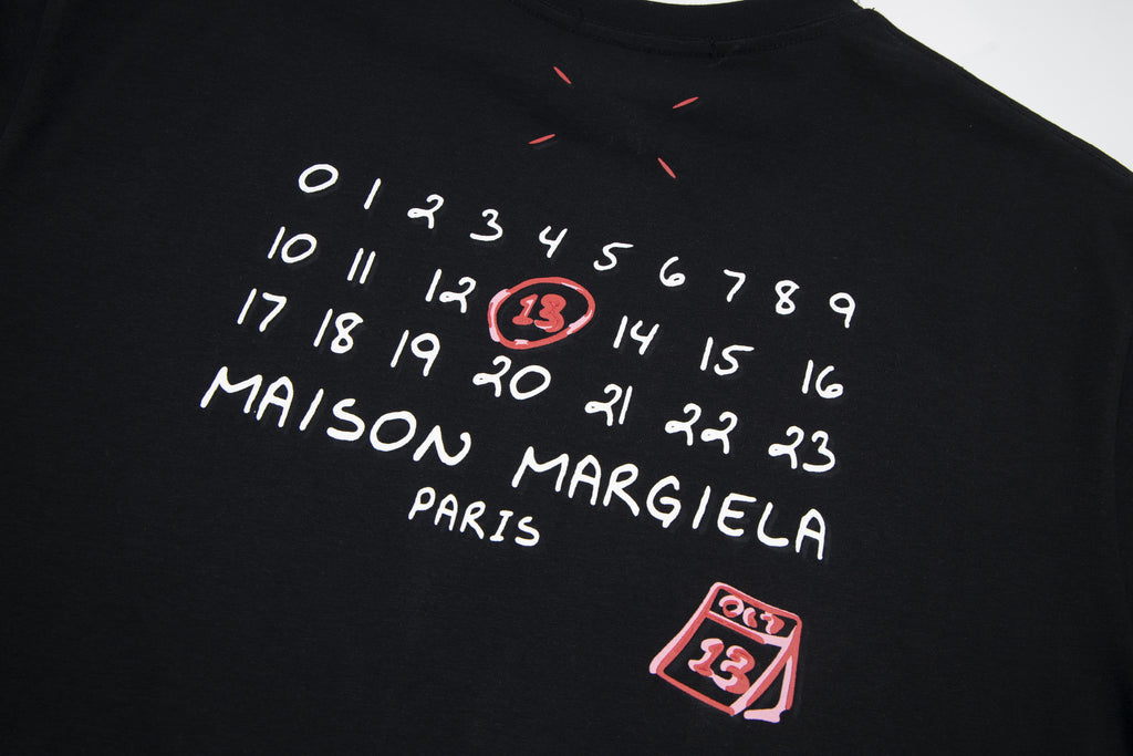 Black Maison Margiela T-shirt with large numbers and MAISON MARGIELA text