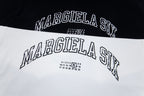 Black crewneck T-shirt with large white Maison Margiela logo graphic