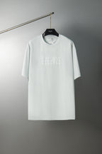 Maison Margiela white crew-neck T-shirt with small chest logo graphic