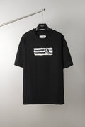 Black Maison Margiela T-shirt with white '6' striped logo