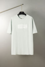Light blue Maison Margiela T-shirt with white '6' striped logo
