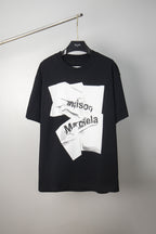 Maison Margiela black graphic T-shirt with white layered front print