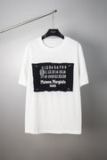 White crewneck T-shirt with black Maison Margiela number graphic on chest