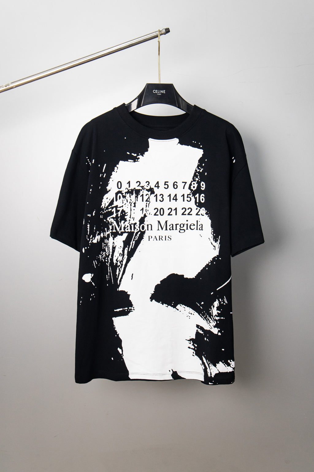 Maison Margiela black graphic T-shirt, front print and crew neck
