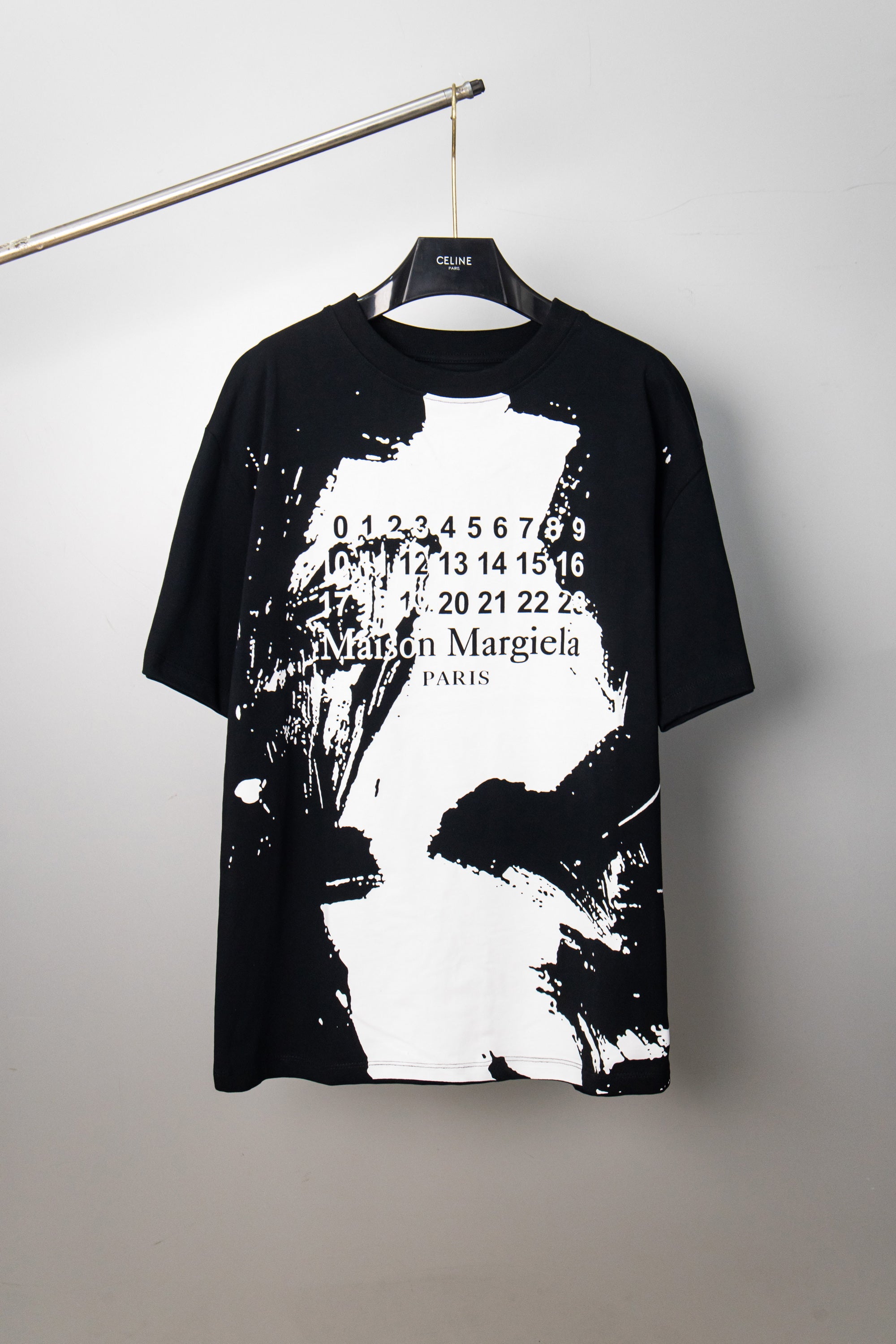 Maison Margiela black graphic T-shirt, front print and crew neck