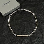 Balenciaga silver chain bracelet/necklace with central BALENCIAGA logo bar