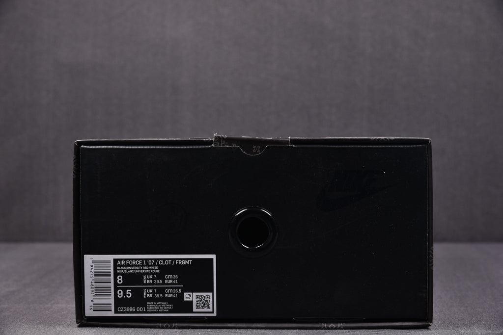 Black sneaker shoebox with size label sticker