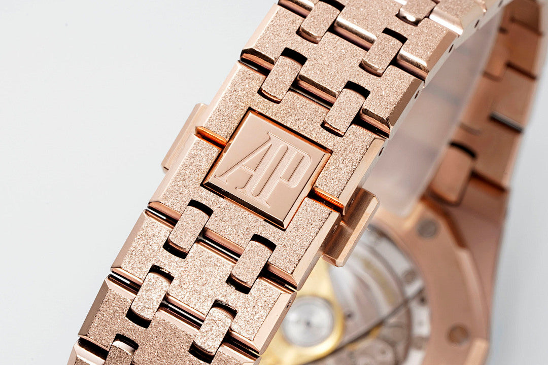 Audemars Piguet rose gold-tone link bracelet with square pattern center