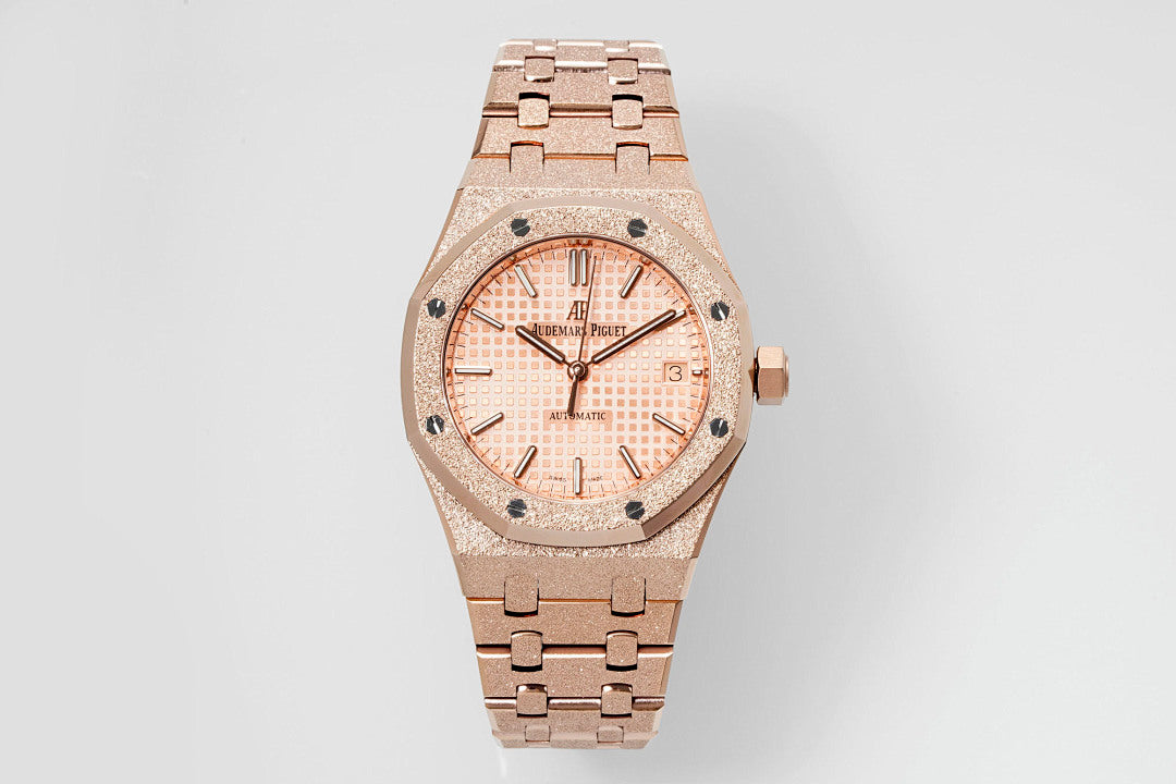 Audemars Piguet rose gold-tone automatic wristwatch front view with date window