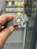 Audemars Piguet watch steel bracelet links and clasp detail, side view