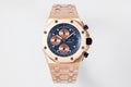 Audemars Piguet octagonal wristwatch with rose gold case, blue dial, linked bracelet